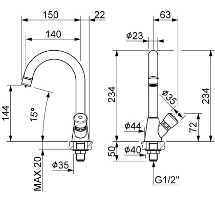 Non Concussive Time Flow Swan Neck Tap