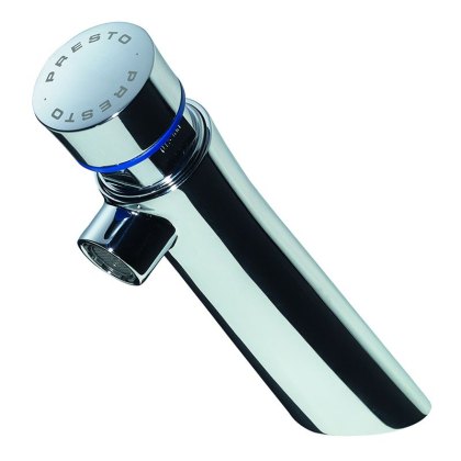 Angled Press Button Tap - Blue Indice Angled Press Button Tap - Blue Indice