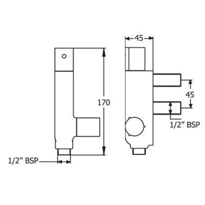 L Shaped Shower Bar Valve