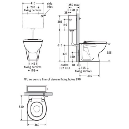 Junior Height Back To Wall WC Pan
