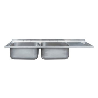 Double Bowl Single Drainer Catering Sink Tops 650mm Projection
