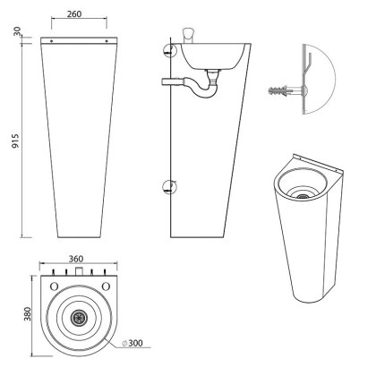 Adult Height Floor Standing Round Wash Basin