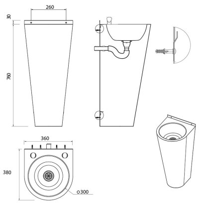 Junior Height Floor Standing Round Wash Basin