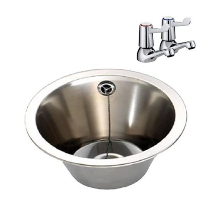 Stainless Steel Inset Wash Bowl With Lever Taps