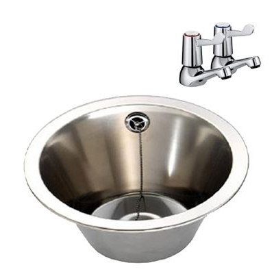 Stainless Steel 340mm Inset Wash Bowl With Lever Taps