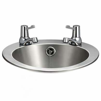 Stainless Steel Inset Wash Basin With Lever Taps Stainless Steel Inset Wash Basin With Lever Taps