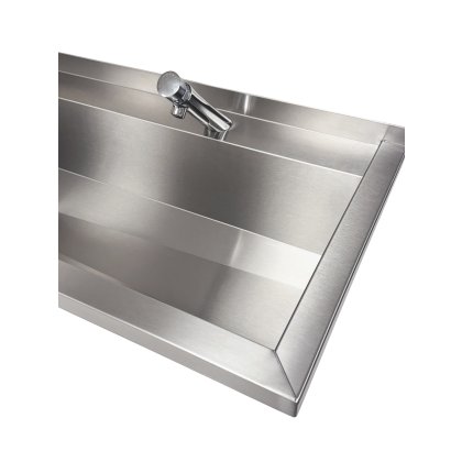 Commercial Wash Trough With Press Button Taps