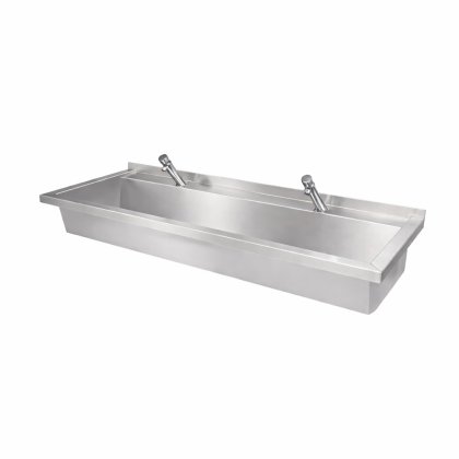 Commercial Wash Trough With Press Button Taps