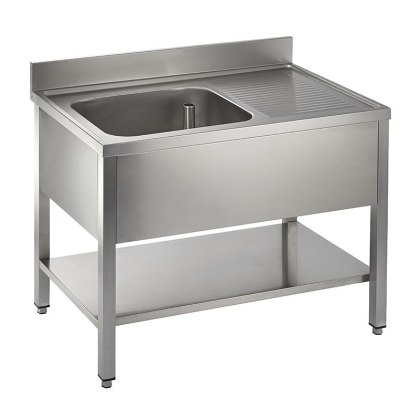 Catering Single Bowl Single Right Hand Drainer On Frame 1000mm