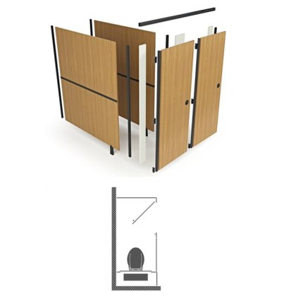 Toilet Cubicles in a Box - Inline Against Walls