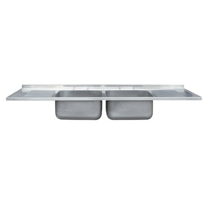 2400mm Double Bowl Double Drainer Catering Sink Tops 650mm Projection 2400mm Double Bowl Double Drainer Catering Sink Tops 650mm Projection