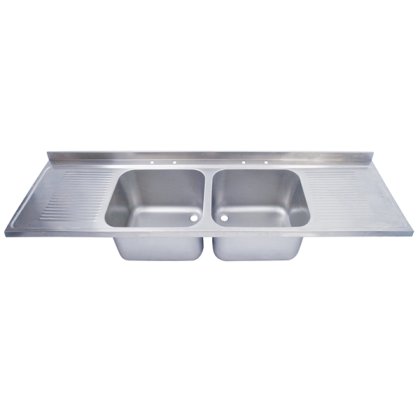 Double Bowl Double Drainer Catering Sink Tops 650mm Projection
