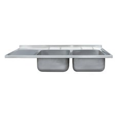 1500mm Double Bowl Single Drainer Catering Sink Tops 600mm Projection