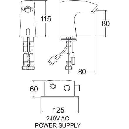 Sensor Tap With Battery and Mains Power Supply