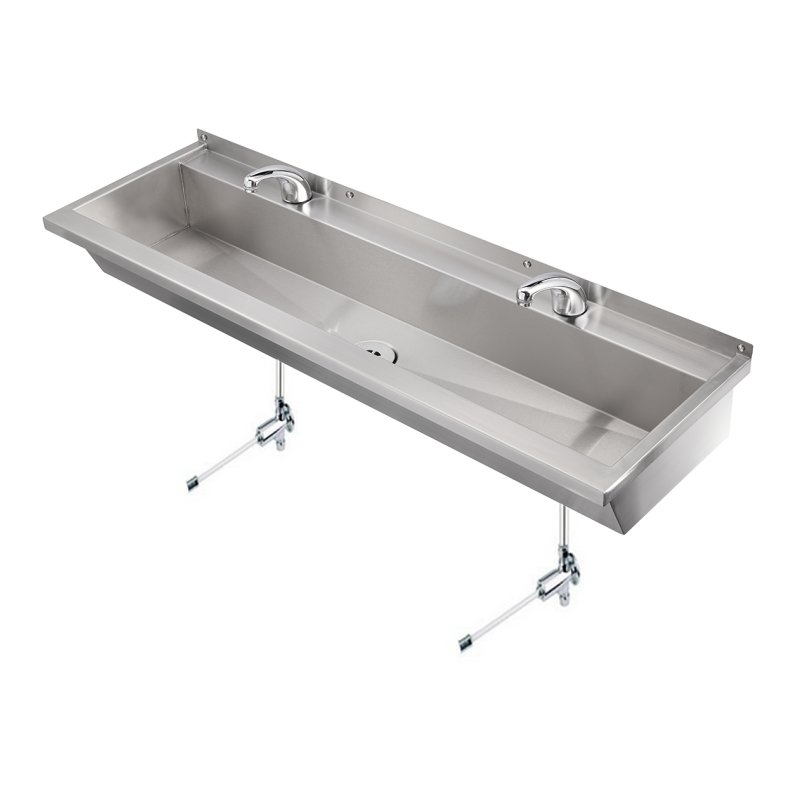 stainless steel wash trough with knee valves