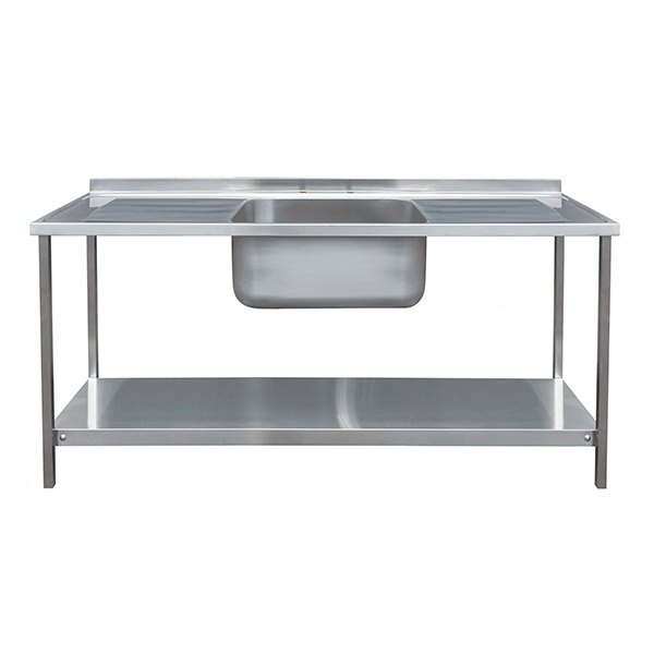 1800mm Single Bowl Double Drainer Catering Sink Top on Frame 650mm Projection 1800mm Single Bowl Double Drainer Catering Sink Top on Frame 650mm Projection