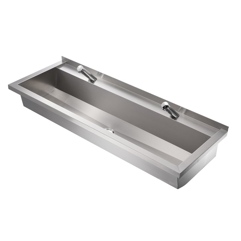 stainless steel wash trough with sensor taps