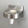 stainless steel drinking fountain with plastic bottle trap