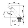Angled Press Button Tap - Red Indice Angled Press Button Tap - Red Indice