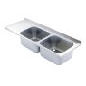 Double Bowl Single Drainer Catering Sink Tops 650mm Projection Double Bowl Single Drainer Catering Sink Tops 650mm Projection
