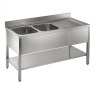 Catering Double Bowl Single Drainer On Frame 1500mm Catering Double Bowl Single Drainer On Frame 1500mm