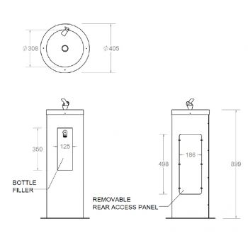 wras approved stainless steel drinking fountain and recessed bottle filler dimensions