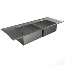 inset double bowl sink top - no drainer
