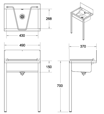 stainless steel cleaners sink dimensions