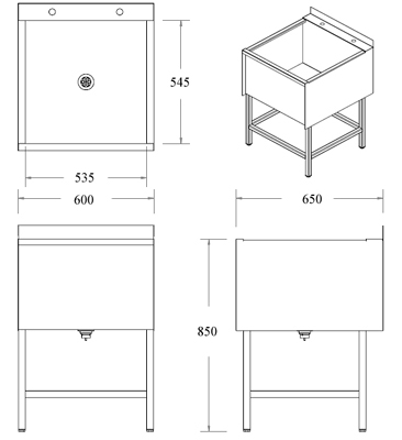 stainless steel utility sink dimensions